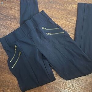 Zara black Ponte Leggings with Gold Zipper Details